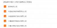 2014年中国电力行业十大电力信息化公司排名