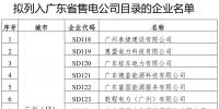 广东省拟列入第四批售电公司目录企业名单公示