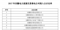 安徽公示首批100家准入售电公司名单