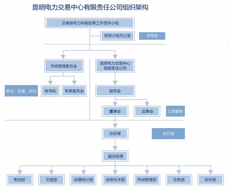 昆明电力交易中心有限责任公司组织架构