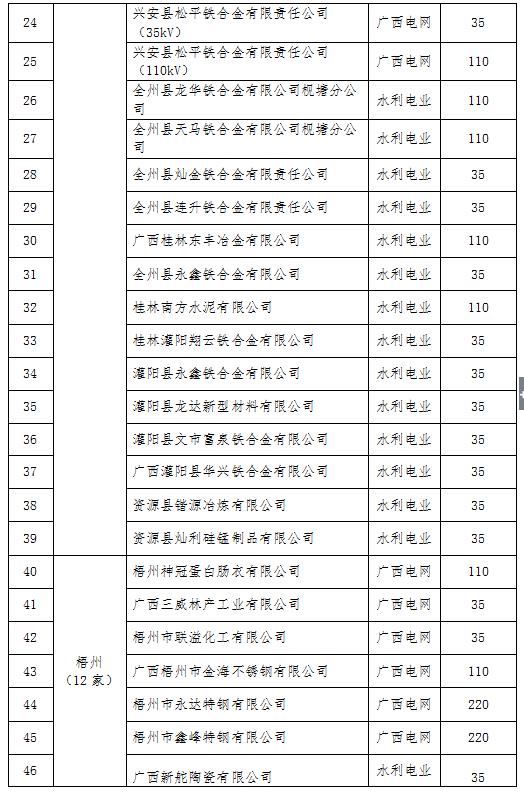 2017年广西电力市场化交易电力用户名单（第一批）