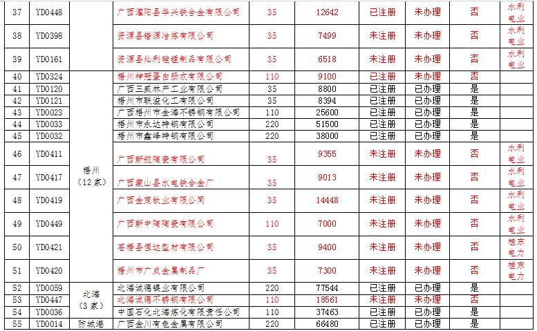 广西电力市场交易主体名单