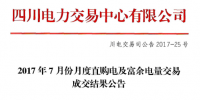 四川7月月度直购电及富余电量交易共成交4.99亿千瓦时