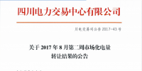 四川8月第二周市场合同电量转让结果 省内成交电量8503.2万千瓦时
