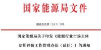 国家能源局印发《能源行业市场主体信用评价工作管理办法(试行)》