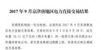 9月京津唐地区电力交易结果,成交电量32.11亿千瓦时