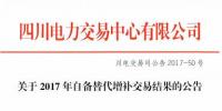 四川2017年自备替代增补交易结果公布