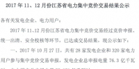 5.7532亿千瓦时!江苏公布2017年11-12月集中竞价交易结果