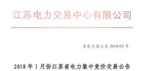 江蘇2018年1月電力集中競價交易26日展開