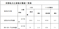 国家能源局  发布1-11月份全国电力工业统计数据