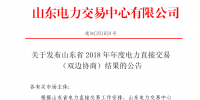 山东省2018年年度电力直接交易(双边协商)结果公告:交易电量56472630兆瓦时