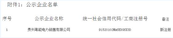 贵州新公示1家售电公司