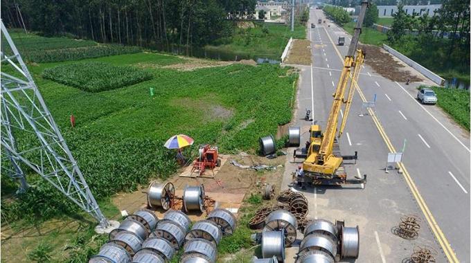 庆安——子仙220千伏线路工程正在放线