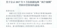 2017年9月份新疆电网“两个细则”考核补偿情况(光伏)
