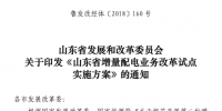 山东省增量配电业务改革试点实施方案印发:确定6个区域开展增量配电业务改革试点