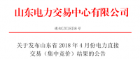 山东4月份电力直接交易（集中竞价）：出清价386元/兆瓦时