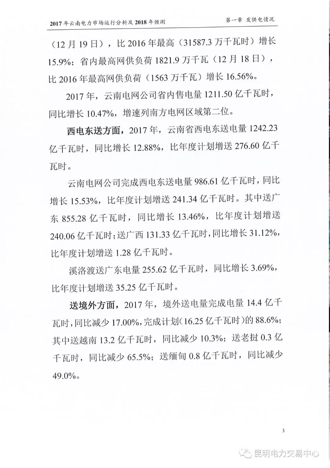 2017年云南电力市场运行分析及2018年预测报告