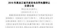 2018年黑龙江省月度发电合同电量转让交易即将展开