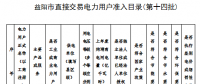 湖南益阳第十四批电力用户列入直接交易准入目录公示