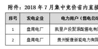 贵州电力交易中心2018年7月集中竞价省内直接交预成交情况的公告