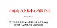 山东2018年第三次年度电力直接交易(双边协商)交易电量1700万兆瓦时