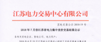 江苏2018年7月省电力集中竞价交易：成交电量30.09亿千瓦时