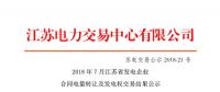 江苏2018年7月发电企业合同电量转让及发电权交易 成交电量7.4亿千瓦时