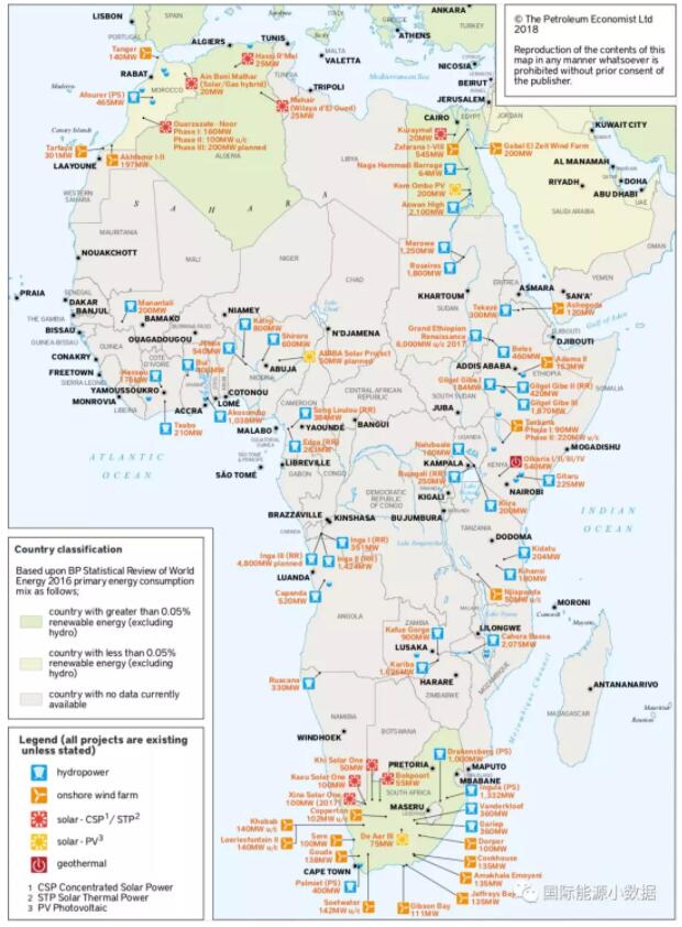 【图说】非洲光伏、风电、水电地图