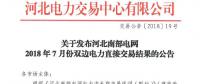 河北南部电网2018年7月份双边电力直接交易结果 总成交电量248411兆瓦时