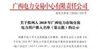 2018年广西电力市场交易电力用户准入公示名单(第五批)