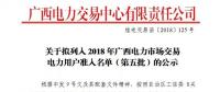 2018年广西电力市场交易电力用户准入公示名单(第五批)