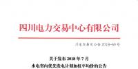 四川2018年7月水电省内优先发电计划加权平均价：245.56元/兆瓦时