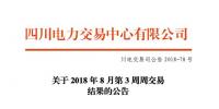 四川2018年8月第3周周交易结果：34家售电公司参与富余电量交易