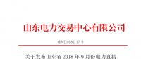 山东2018年9月份电力直接交易(双边协商)结果:成交电量132.38万兆瓦时