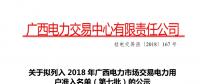 2018年广西电力市场交易电力用户准入公示名单(第七批)