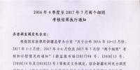 新疆2016年4季度至2017年7月两个细则考核结果执行