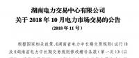 湖南2018年10月电力市场交易：价差-33.80 元/兆瓦时维持不变
