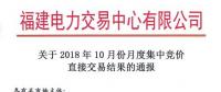 福建2018年10月月度集中竞价直接交易：成交电量14.34亿千瓦时