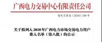 关于拟列入2018年广西电力市场交易电力用户准入名单（第八批）的公示