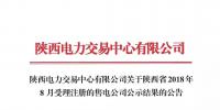 陕西电力交易中心有限公司关于陕西省2018年8月受理注册的售电公司公示结果的公告