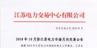 2018年10月份江苏电力市场月内交易公告
