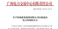 广西关于防城港务集团有限公司自愿退出电力市场的公示
