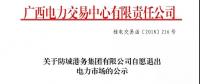 广西关于防城港务集团有限公司自愿退出电力市场的公示