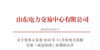 关于发布山东省2018年11月份电力直接交易(双边协商)结果的公告