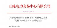 关于发布山东省2018年11月份电力直接交易(集中竞价)结果的公告