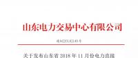 关于发布山东省2018年11月份电力直接交易（双边协商）结果的公告