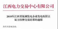 江西2018年统调发电企业发电权转让双方挂牌交易:成交均价0.3643元/千瓦时