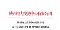 陕西电力交易中心有限公司关于公示2018年10月受理注册及信息变更的售电公司相关信息的公告