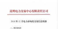 云南2018年12月电力市场化交易信息披露