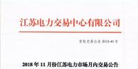 2018年11月份江苏电力市场月内交易公告